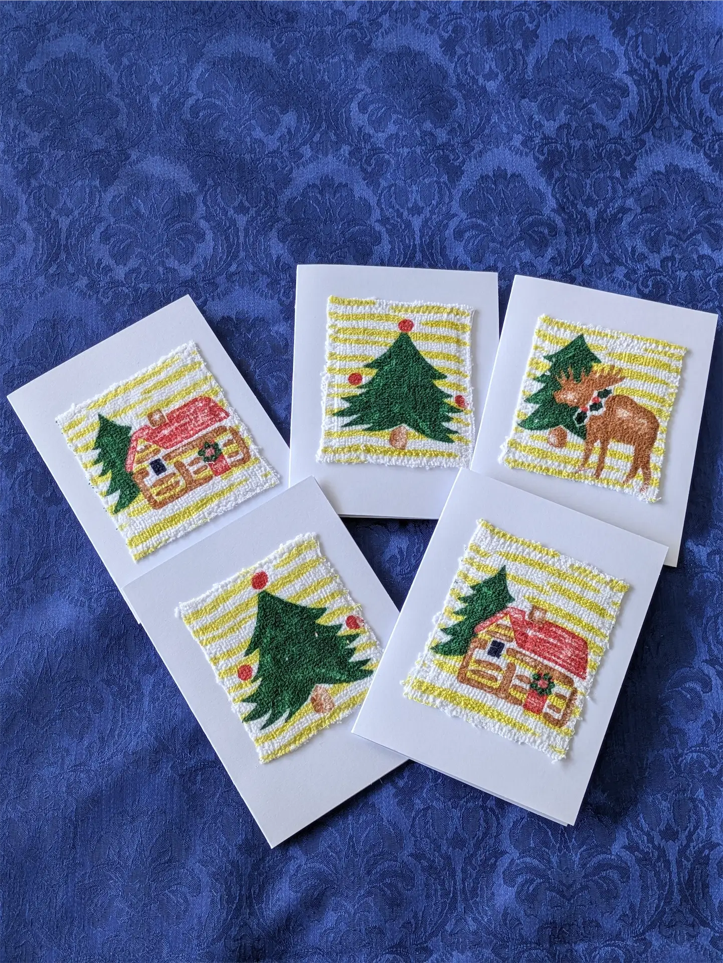 Upcycled Appliqué Blank Card - Unframed Christmas Scene