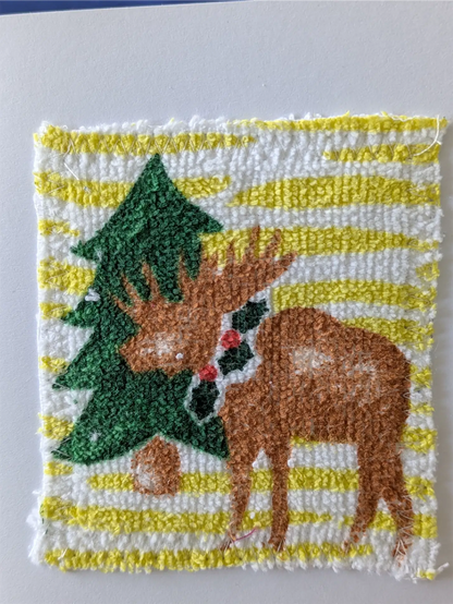 Upcycled Appliqué Blank Card - Unframed Christmas Scene