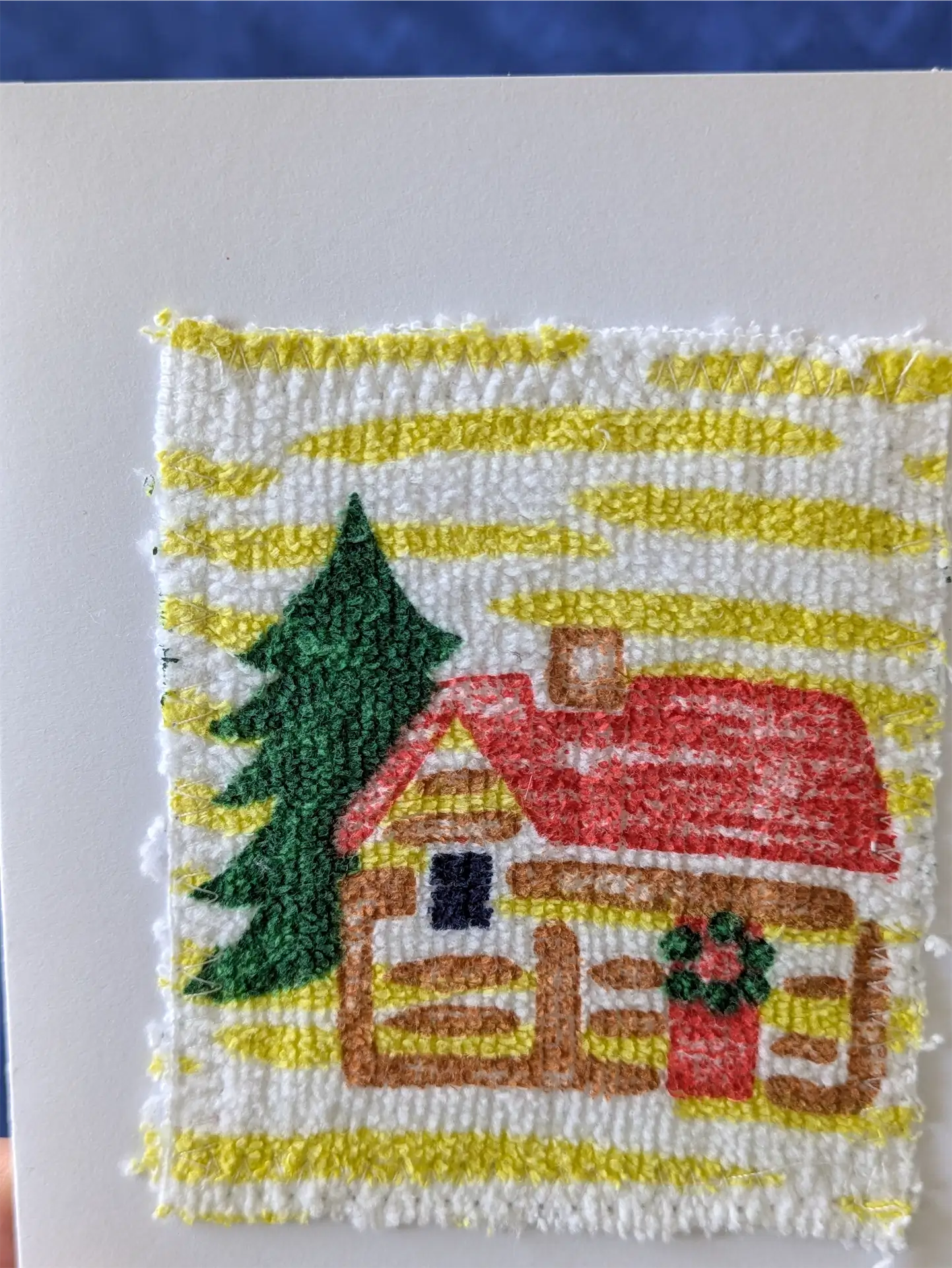 Upcycled Appliqué Blank Card - Unframed Christmas Scene