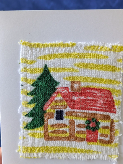 Upcycled Appliqué Blank Card - Unframed Christmas Scene