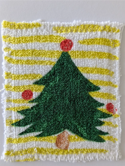 Upcycled Appliqué Blank Card - Unframed Christmas Scene