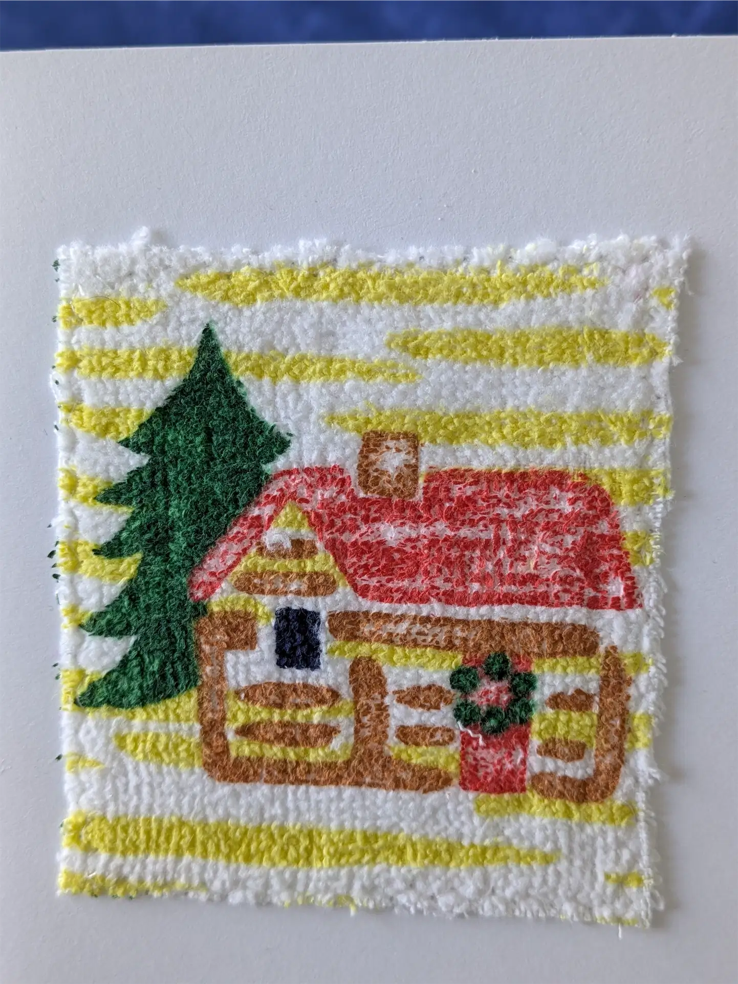 Upcycled Appliqué Blank Card - Unframed Christmas Scene