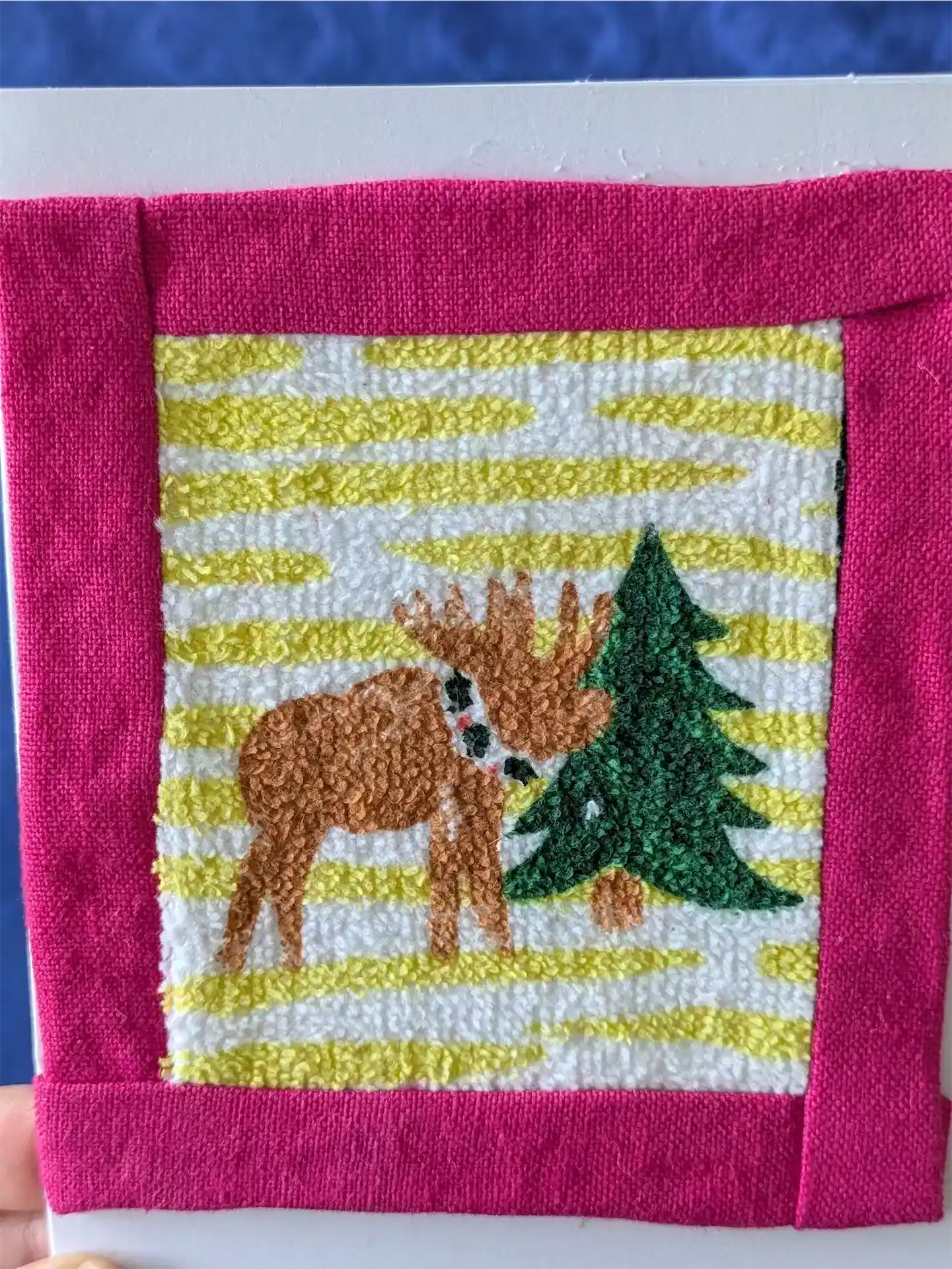 Upcycled Appliqué Blank Card - Framed Christmas Scene