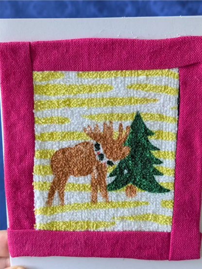 Upcycled Appliqué Blank Card - Framed Christmas Scene