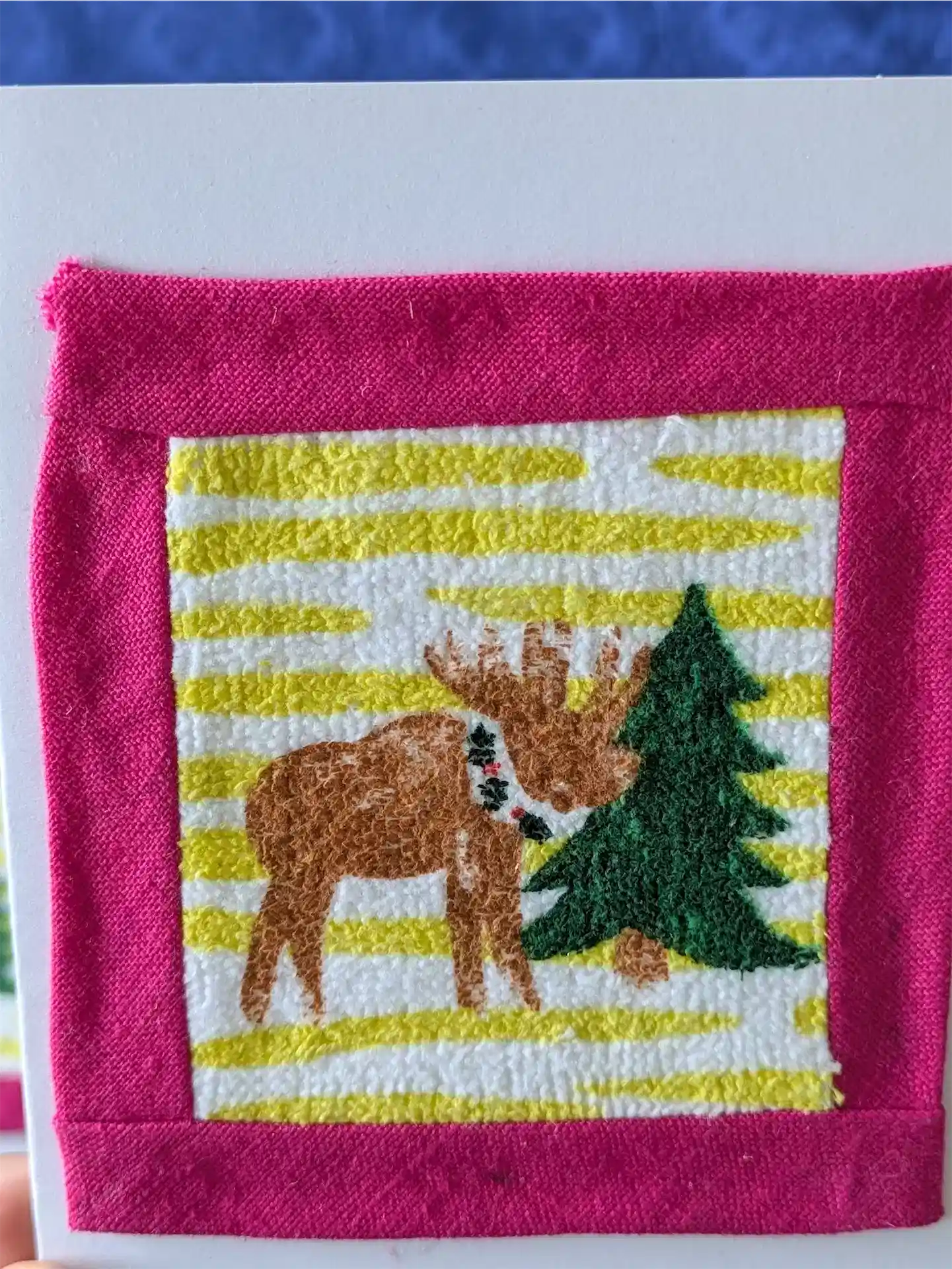 Upcycled Appliqué Blank Card - Framed Christmas Scene