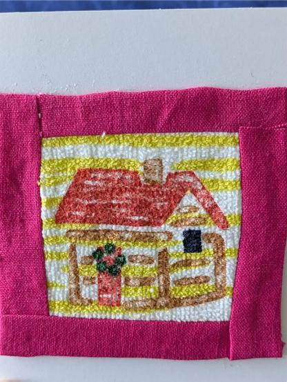 Upcycled Appliqué Blank Card - Framed Christmas Scene