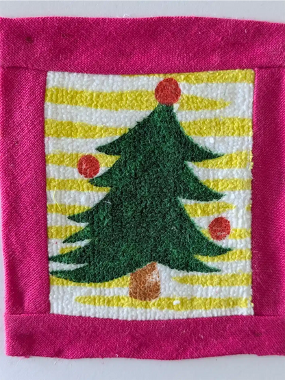 Upcycled Appliqué Blank Card - Framed Christmas Scene