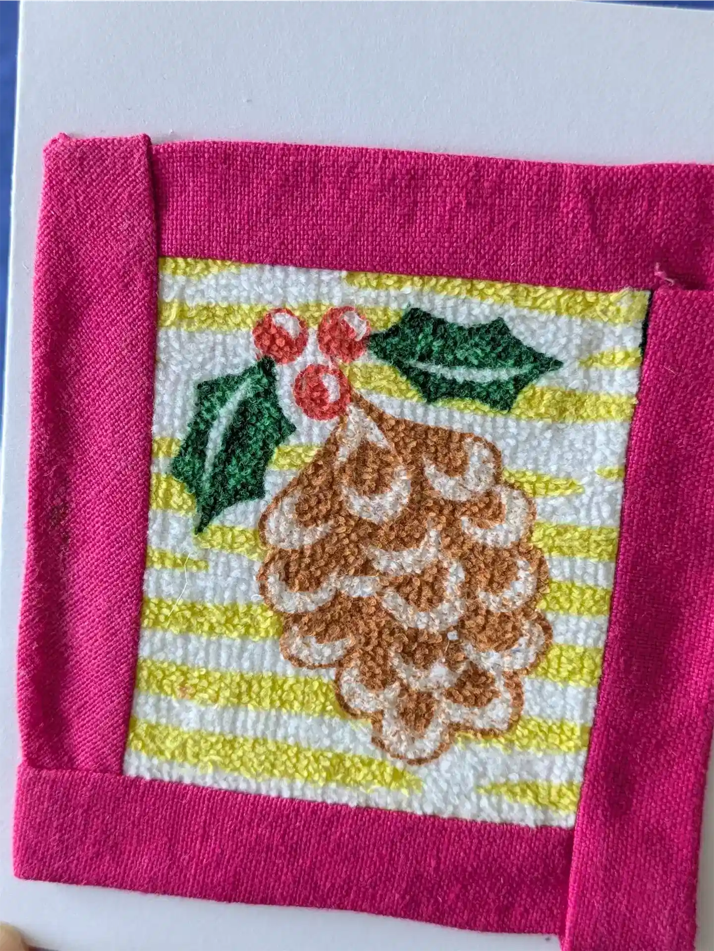 Upcycled Appliqué Blank Card - Framed Christmas Scene