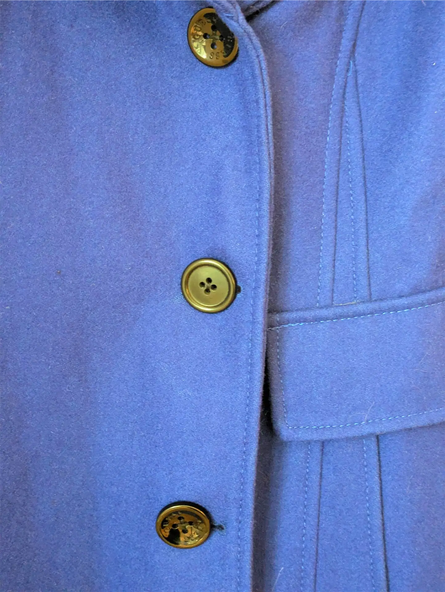 Guess Wool Blend Shawl Collar Coat - Blue (Size M)