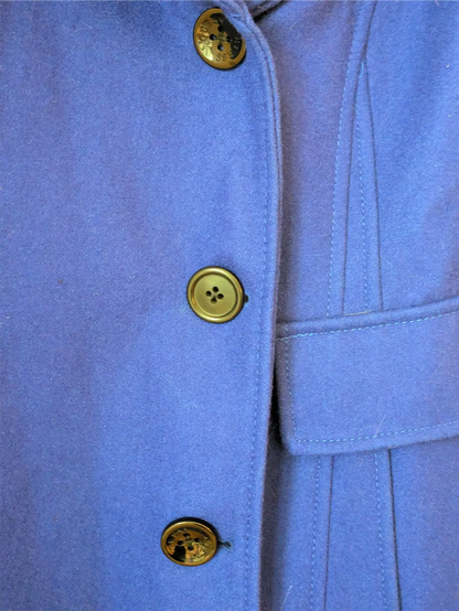 Guess Wool Blend Shawl Collar Coat - Blue (Size M)