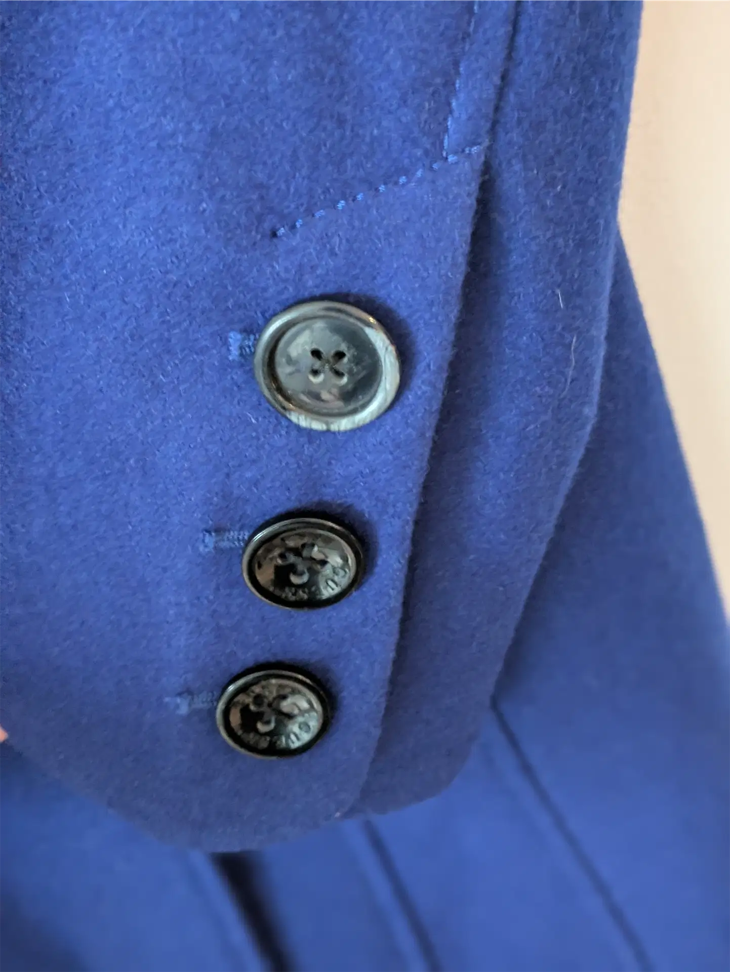 Guess Wool Blend Shawl Collar Coat - Blue (Size M)