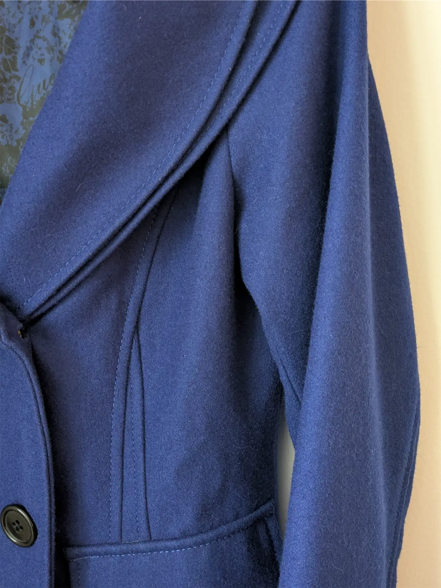 Guess Wool Blend Shawl Collar Coat - Blue (Size M)