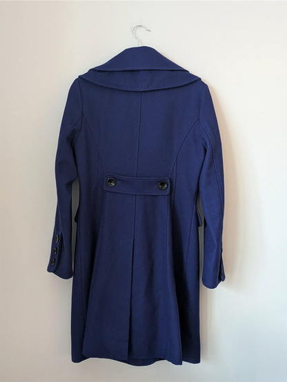 Guess Wool Blend Shawl Collar Coat - Blue (Size M)