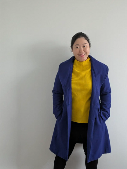 Guess Wool Blend Shawl Collar Coat - Blue (Size M)