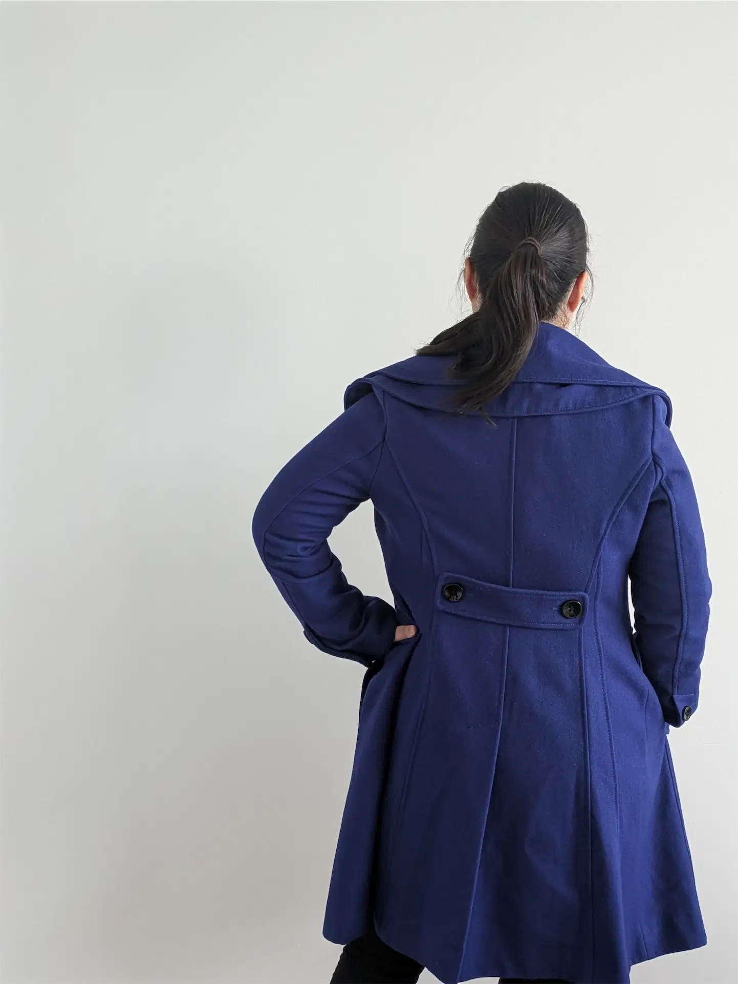 Guess Wool Blend Shawl Collar Coat - Blue (Size M)