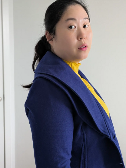 Guess Wool Blend Shawl Collar Coat - Blue (Size M)