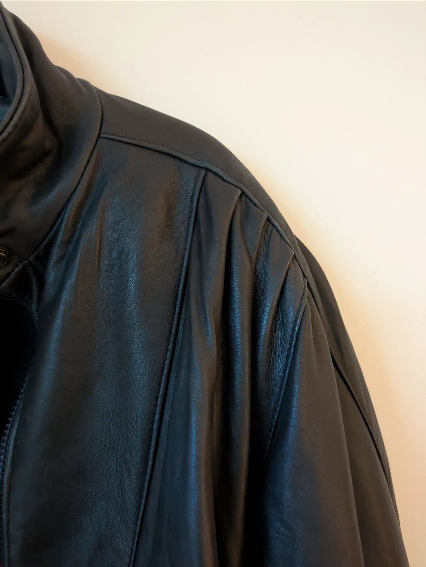 Grey-Navy Vintage Leather Bomber Jacket - The Olde Hide House (Size S)