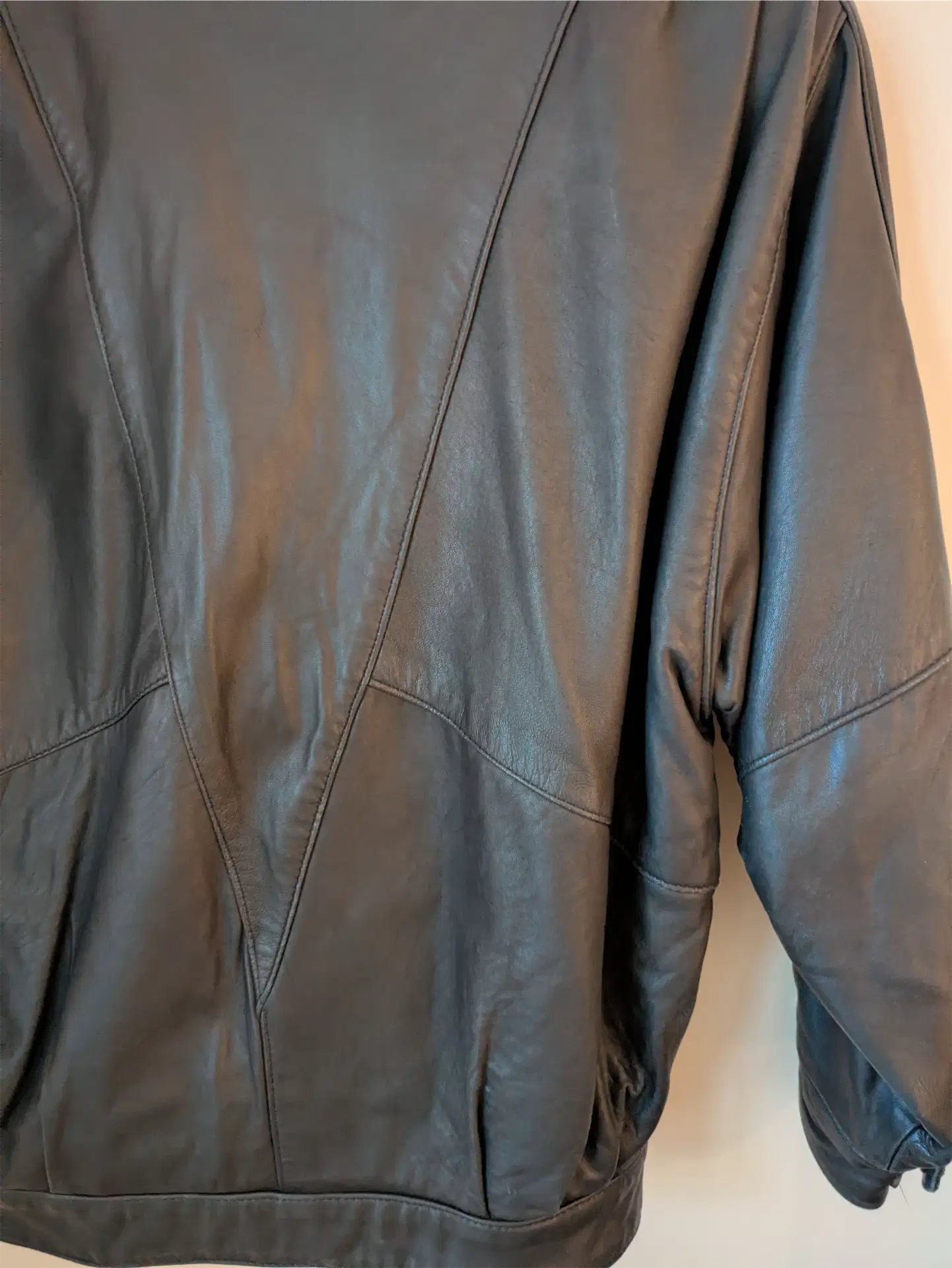 Grey-Navy Vintage Leather Bomber Jacket - The Olde Hide House (Size S)