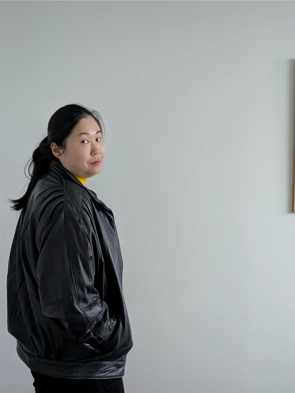 Grey-Navy Vintage Leather Bomber Jacket - The Olde Hide House (Size S)