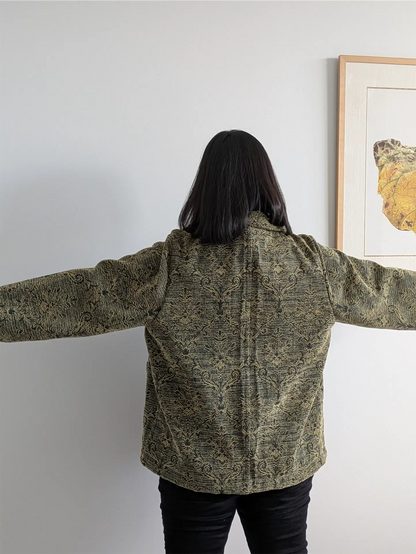 Green / Gold Handmade Chore Jacket (Size S/M) - One-of-a-Kind