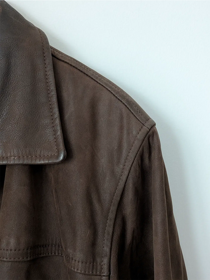 Brown Vintage Leather Coat - Olde Hide House (Women's Size L)