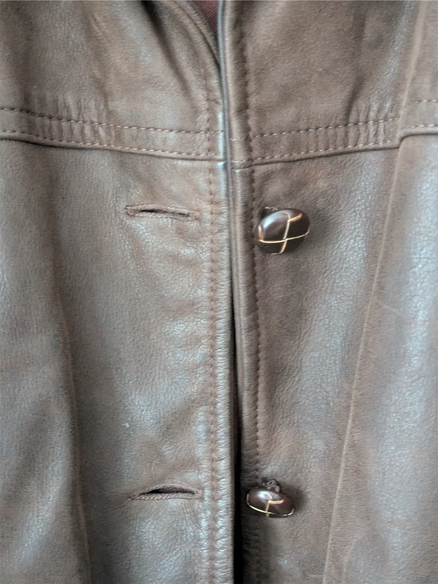 Brown Vintage Leather Coat - Olde Hide House (Women's Size L)