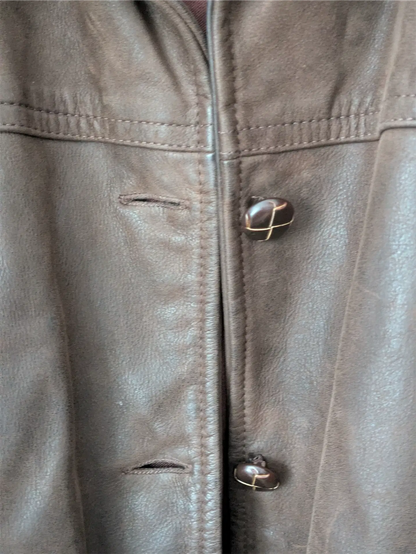 Brown Vintage Leather Coat - Olde Hide House (Women's Size L)