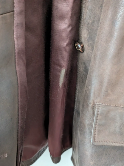 Brown Vintage Leather Coat - Olde Hide House (Women's Size L)