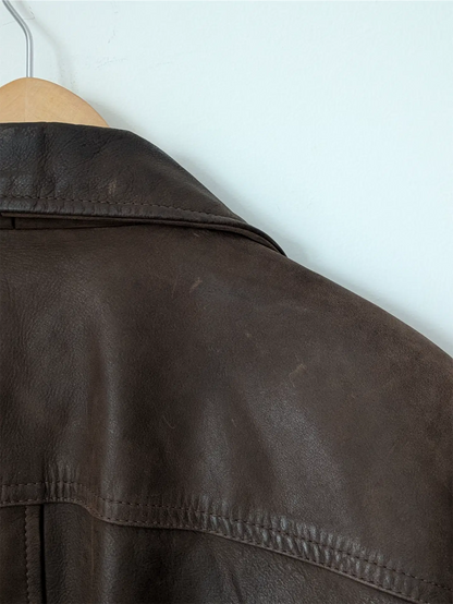 Brown Vintage Leather Coat - Olde Hide House (Women's Size L)