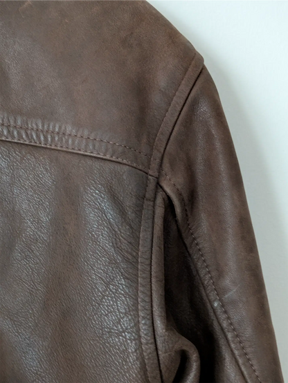 Brown Vintage Leather Coat - Olde Hide House (Women's Size L)