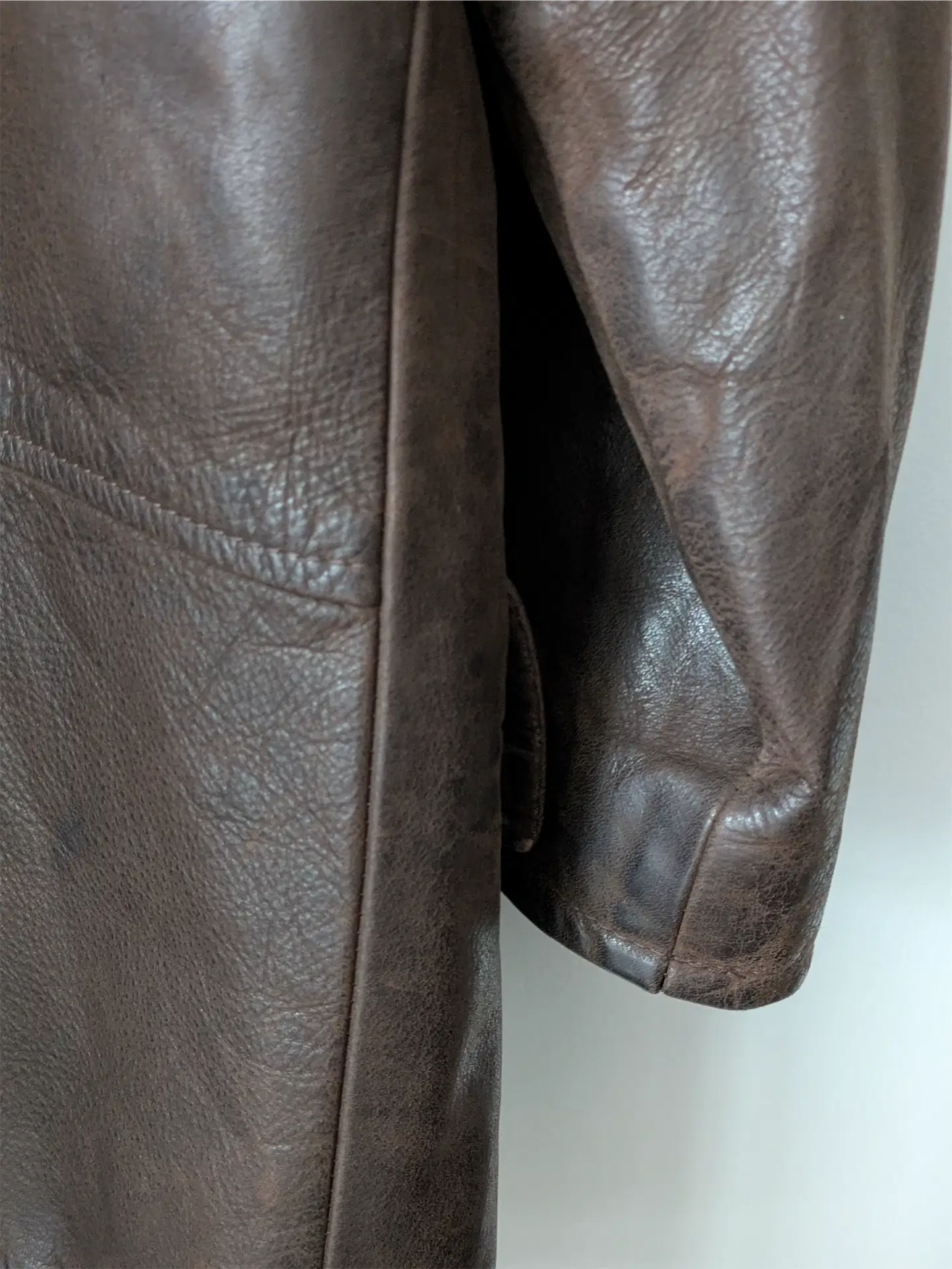 Brown Vintage Leather Coat - Olde Hide House (Women's Size L)