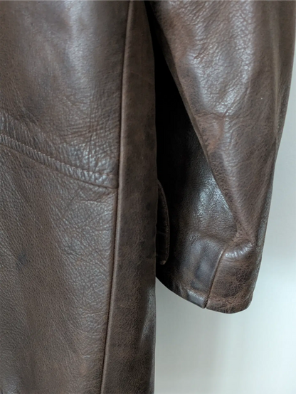 Brown Vintage Leather Coat - Olde Hide House (Women's Size L)