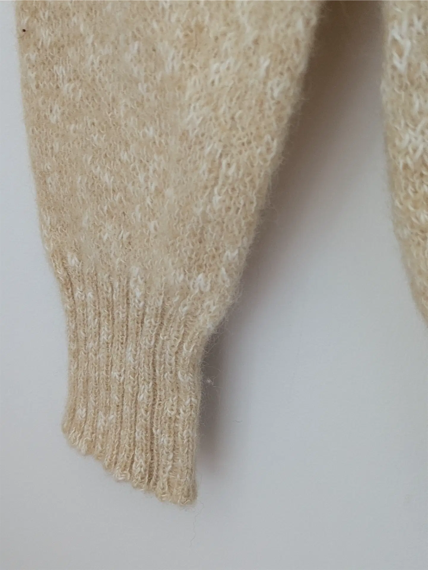 Beige Vintage Wool and Cotton Blend Sweater (Women's Size S)