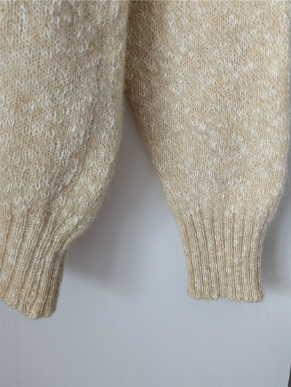 Beige Vintage Wool and Cotton Blend Sweater (Women's Size S)