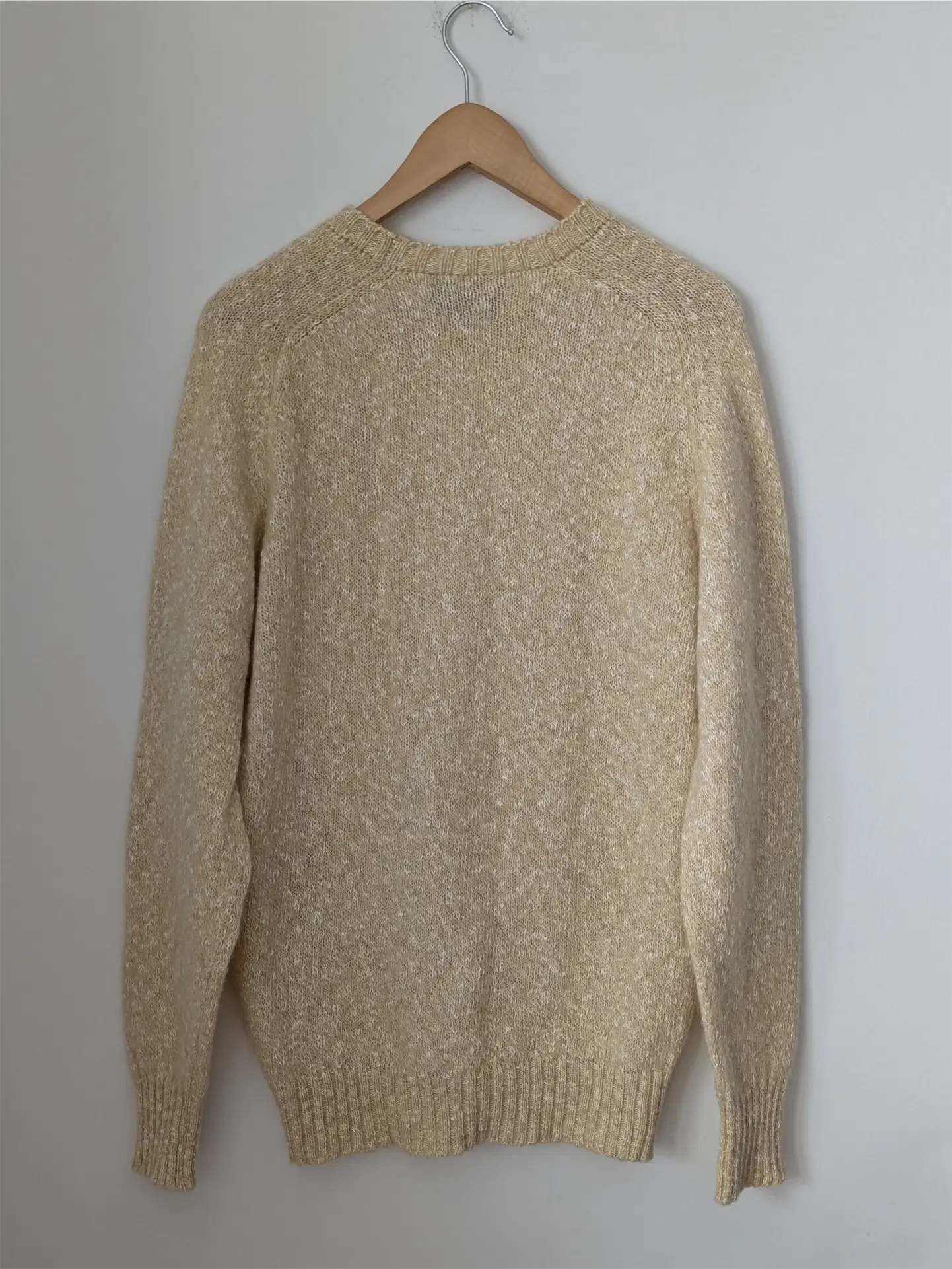Beige Vintage Wool and Cotton Blend Sweater (Women's Size S)