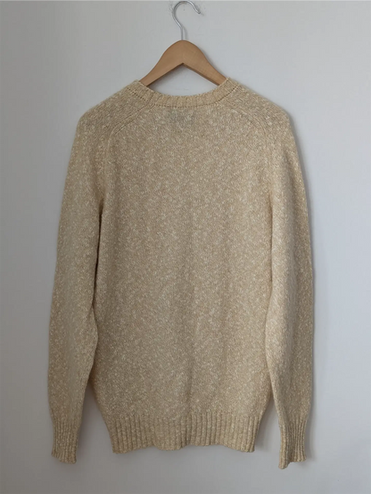Beige Vintage Wool and Cotton Blend Sweater (Women's Size S)