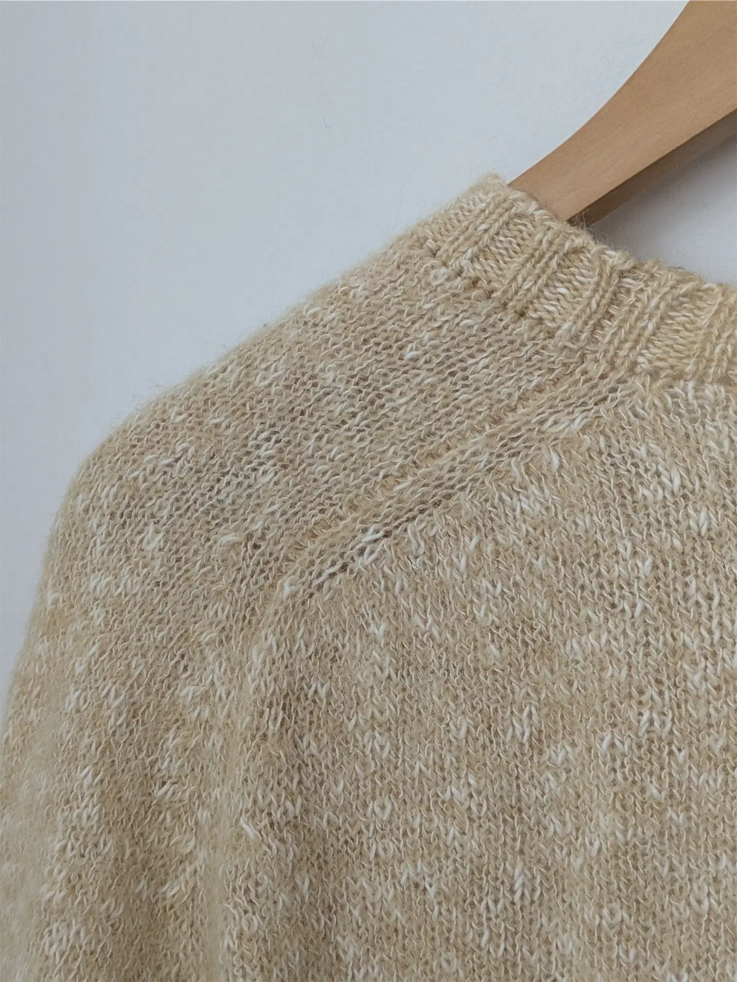 Beige Vintage Wool and Cotton Blend Sweater (Women's Size S)