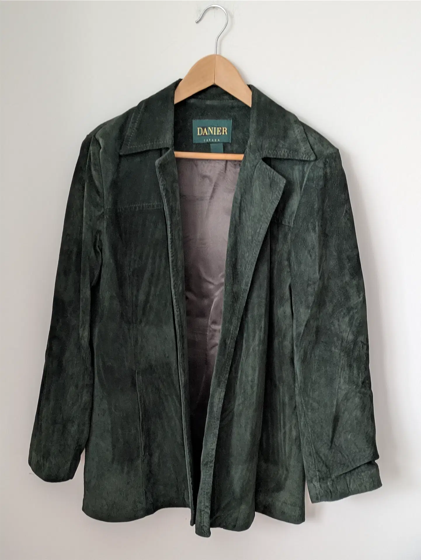 Dark Green Vintage Suede Jacket - Danier (Women's Size S)