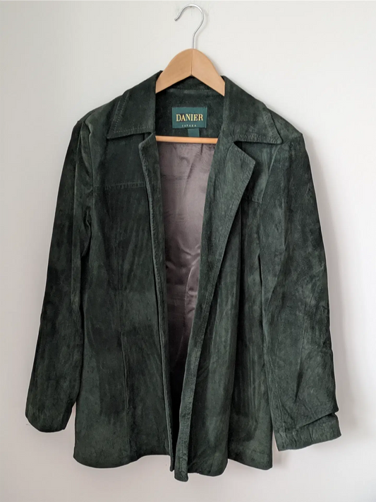 Dark Green Vintage Suede Jacket - Danier (Women's Size S)