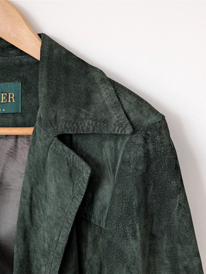 Dark Green Vintage Suede Jacket - Danier (Women's Size S)