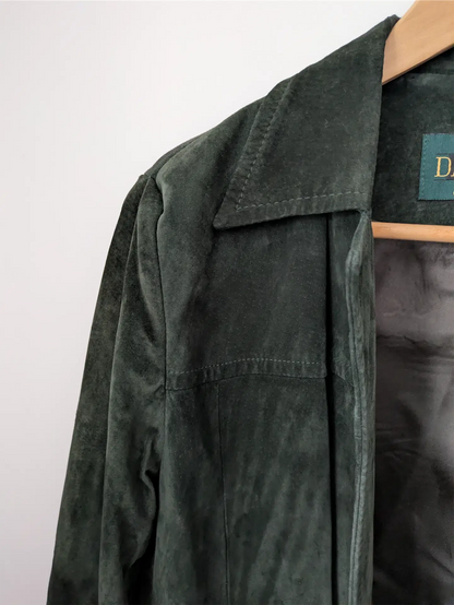 Dark Green Vintage Suede Jacket - Danier (Women's Size S)