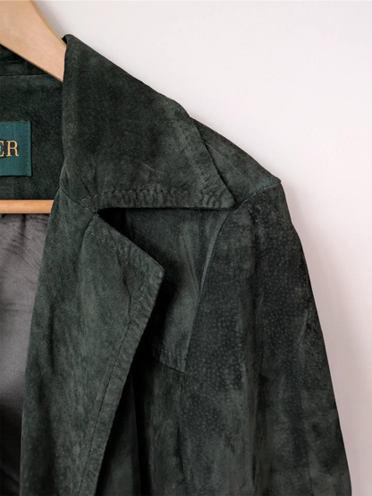 Dark Green Vintage Suede Jacket - Danier (Women's Size S)