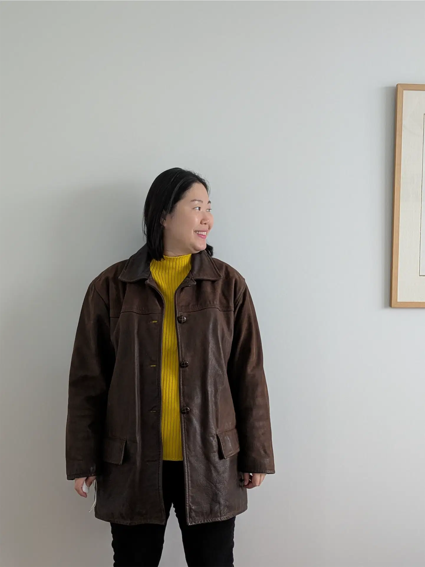 Brown Vintage Leather Coat - Olde Hide House (Women's Size L)