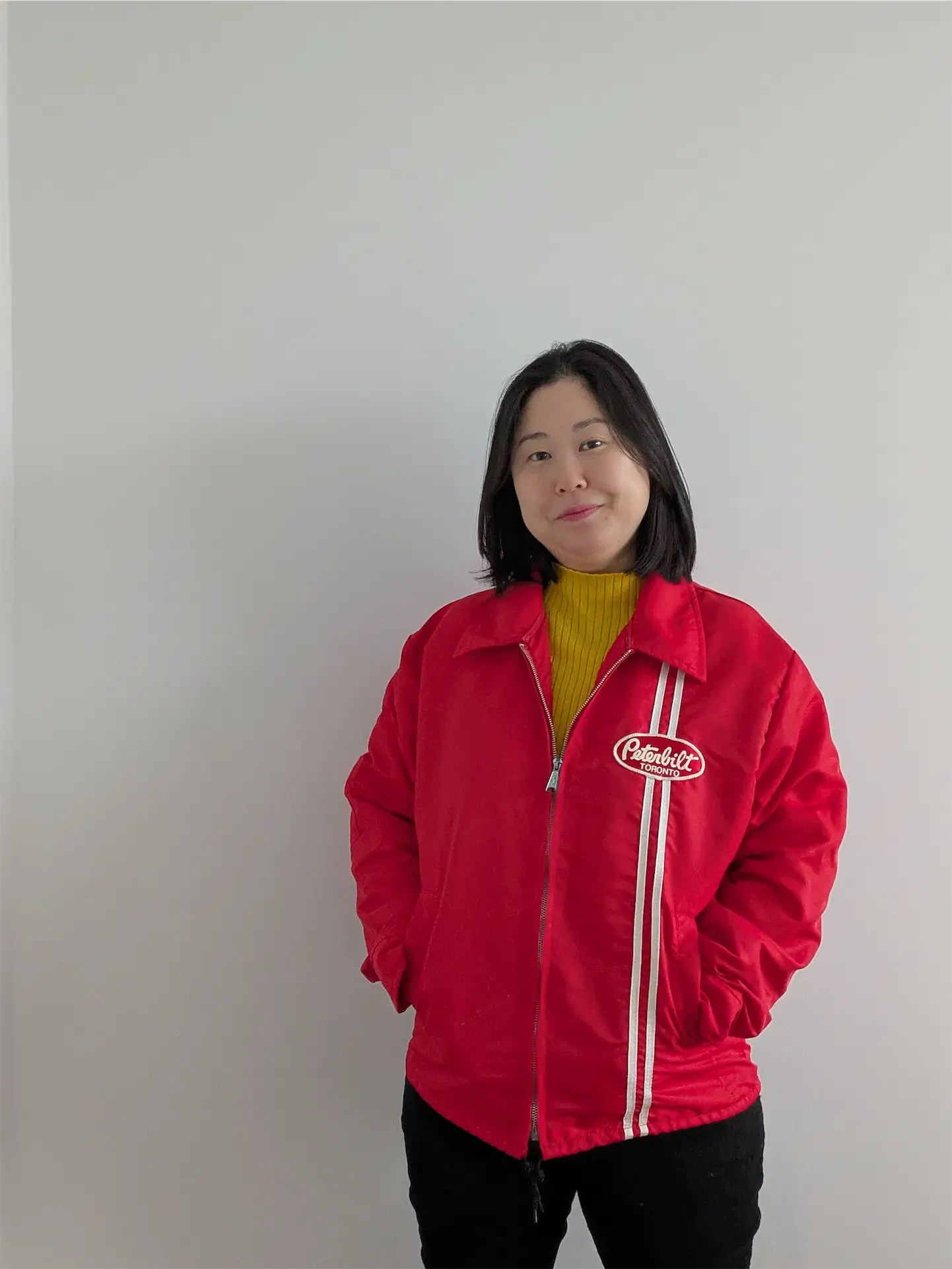 Red Vintage Trucker Jacket / Windbreaker - Peterbilt (Size M)