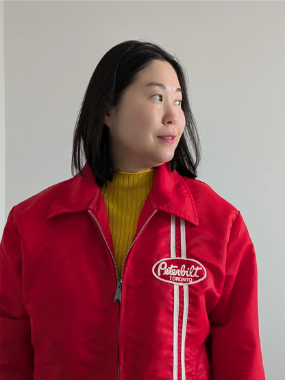 Red Vintage Trucker Jacket / Windbreaker - Peterbilt (Size M)