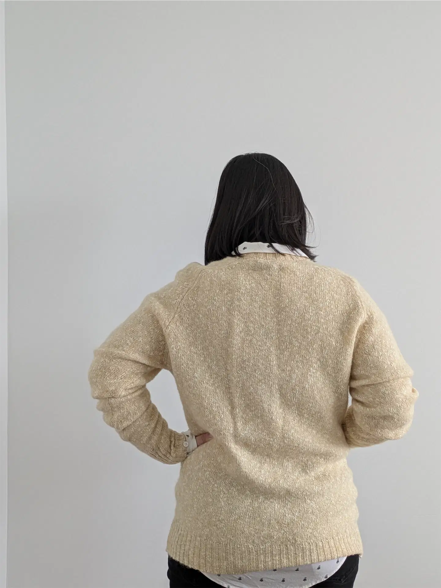 Beige Vintage Wool and Cotton Blend Sweater (Women's Size S)