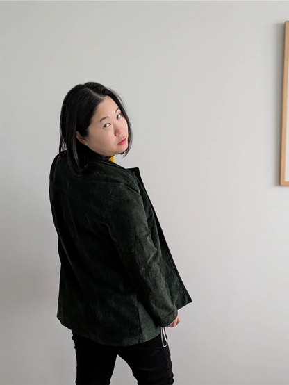 Dark Green Vintage Suede Jacket - Danier (Women's Size S)