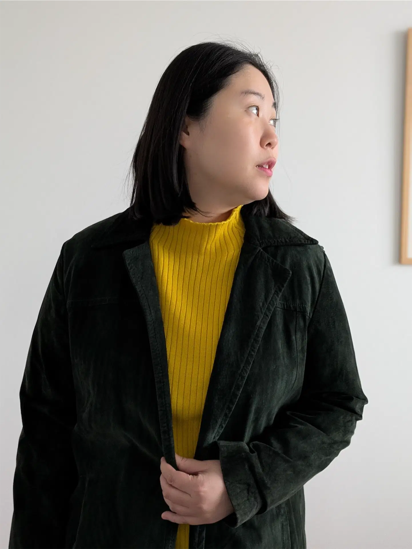 Dark Green Vintage Suede Jacket - Danier (Women's Size S)