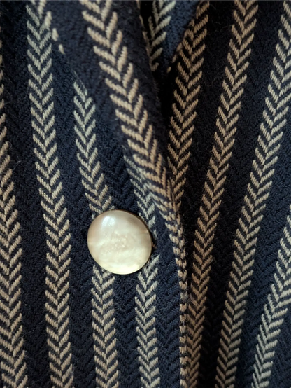 Navy / Brown Stripe Vintage Wool Blazer - Cimone (Size M)