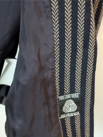 Navy / Brown Stripe Vintage Wool Blazer - Cimone (Size M)